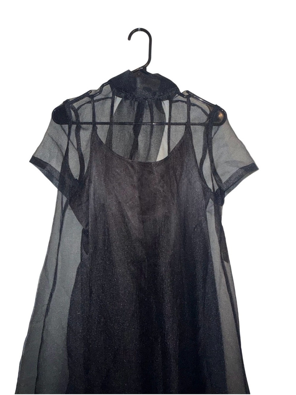 NEW Few Moda Caara Black Melody Sheer Organza Overlay Maxi Dress Back Bow - Picture 5 of 13